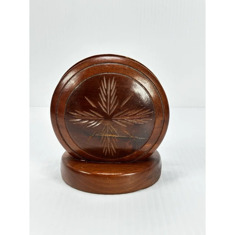 Vintage Souvenir Santo Domingo Dominican Republic Wood Napkin Letter Holder Desk